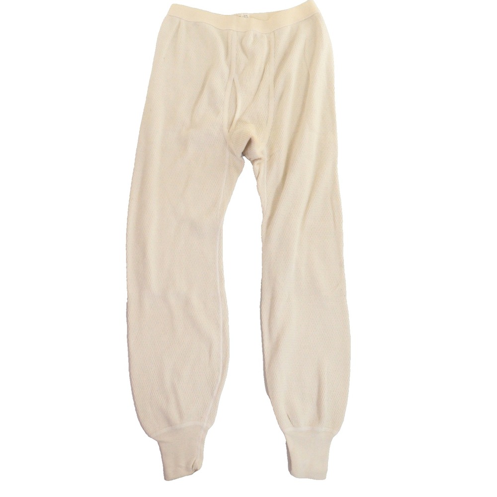 Morgan Mills Thermal Pants Waffle‎ Knit Base Layer Off White Cotton Blend Men XL